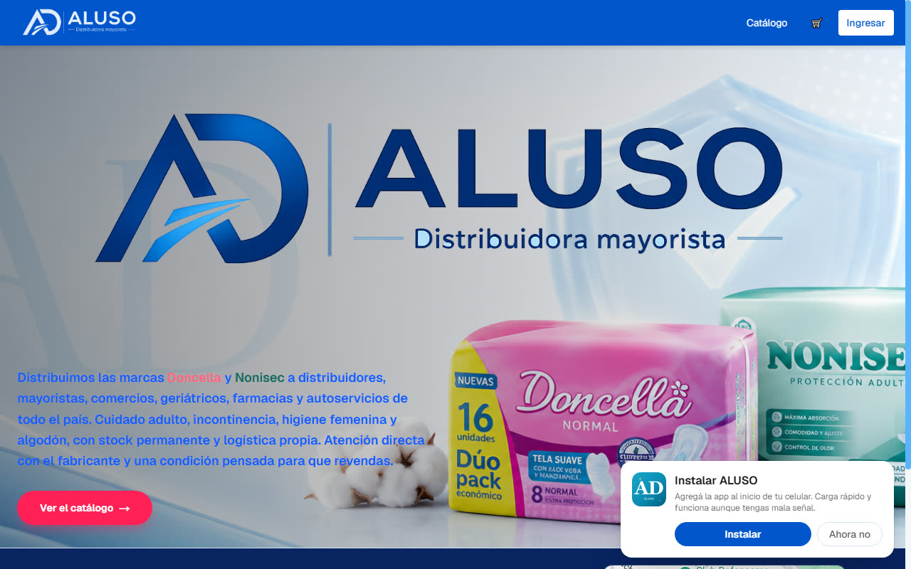 Sitio de ALUSO Distribuidora